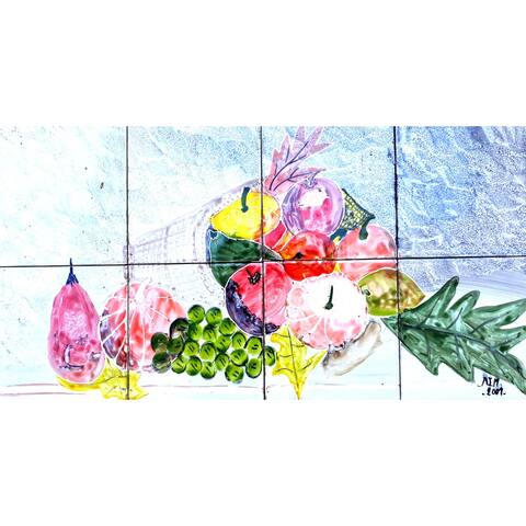 24in x 12in Kitchen Backsplash Mosaic 8pc Tile Ceramic Wall Mural
