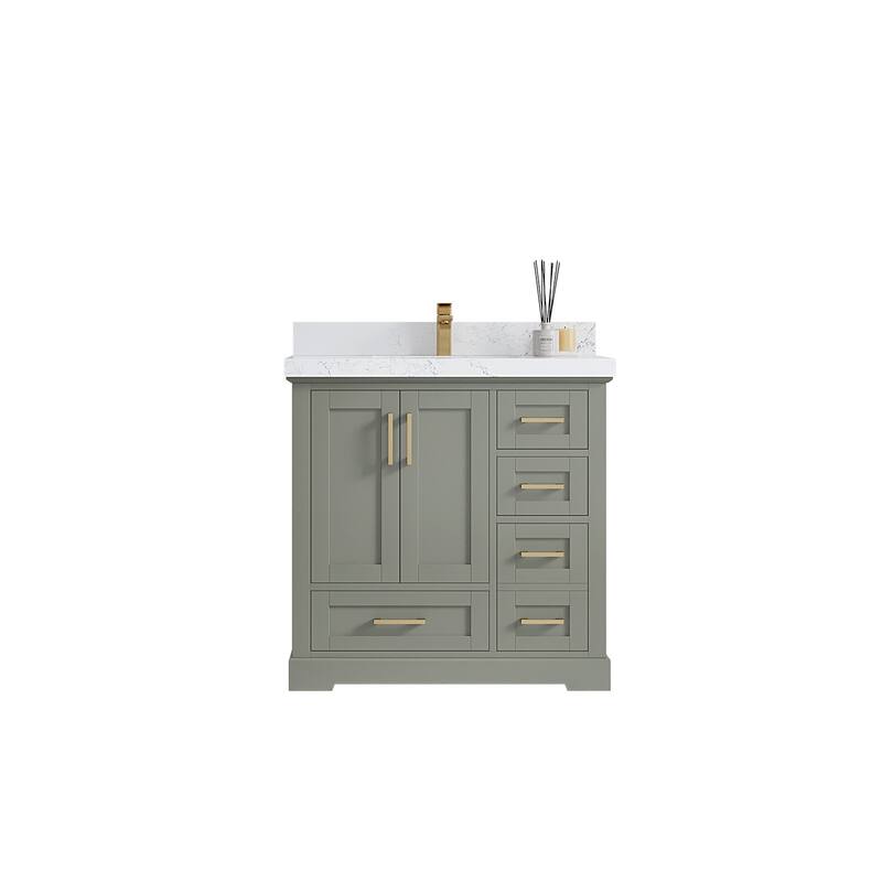 Willow Collections 36 x 22 Boston Center Sink Left Bathroom Vanity with Countertop