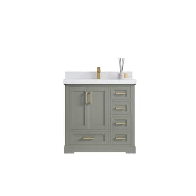 Willow Collections 36 x 22 Boston Center Sink Left Bathroom Vanity with Countertop