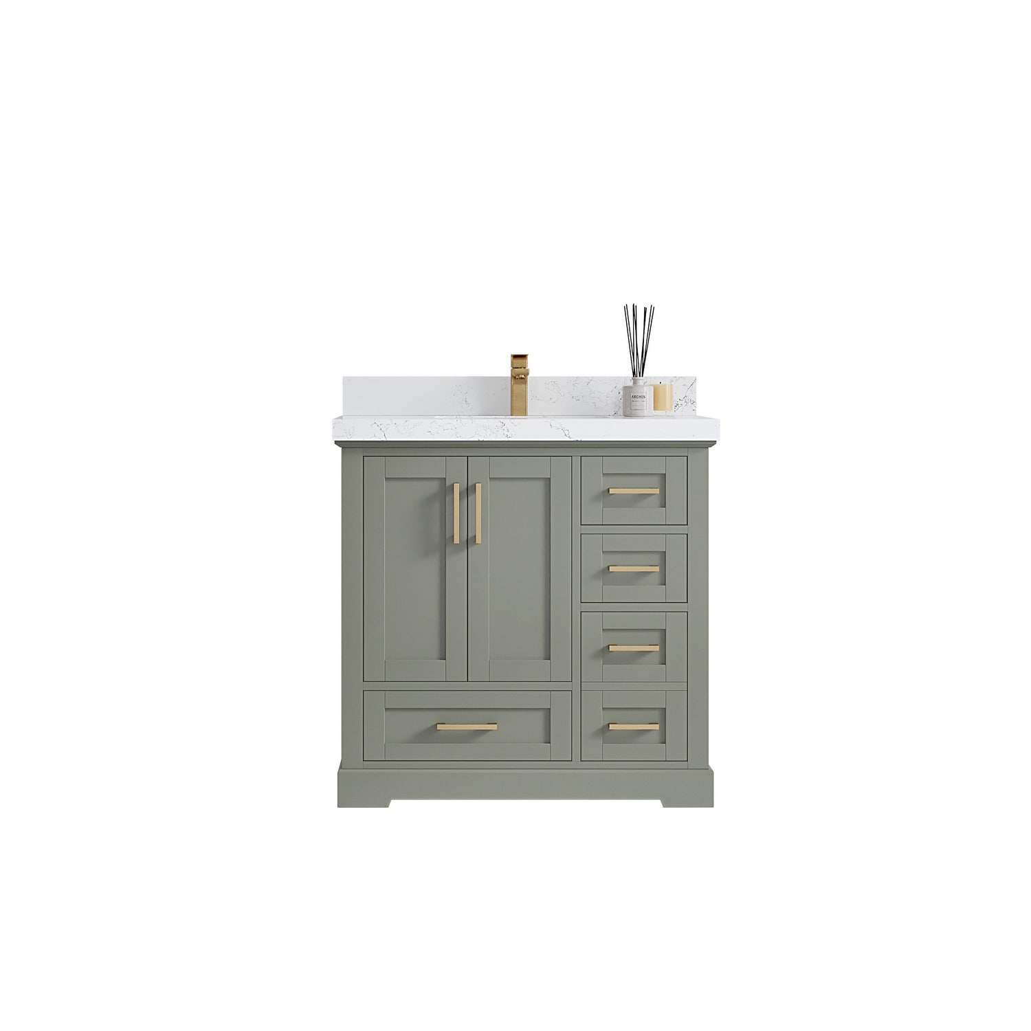 Willow Collections 36 x 22 Boston Center Sink Left Bathroom Vanity with Countertop