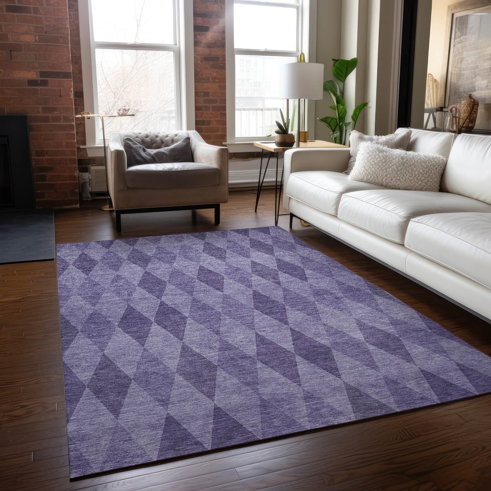 Machine Washable Indoor/ Outdoor Argyle Chantille Rug