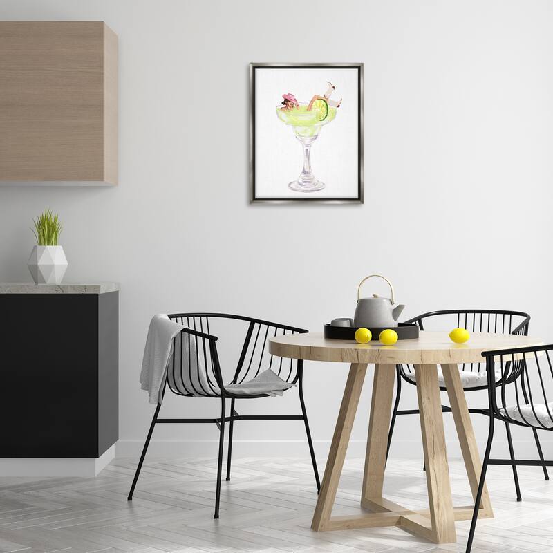Stupell Cowgirl Lounging in Cocktail Framed Floater Canvas Wall Art Design By Ziwei Li