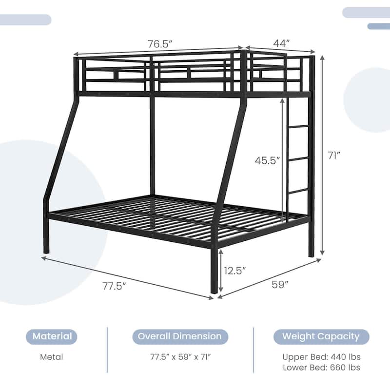 Costway Twin Over Full Metal Bunk Bed with Integrated Ladder - See Details