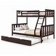 preview thumbnail 1 of 18, Costway Twin Over Full Bunk Bed with Trundle Ladder Safety Guardrails - See Details Espresso