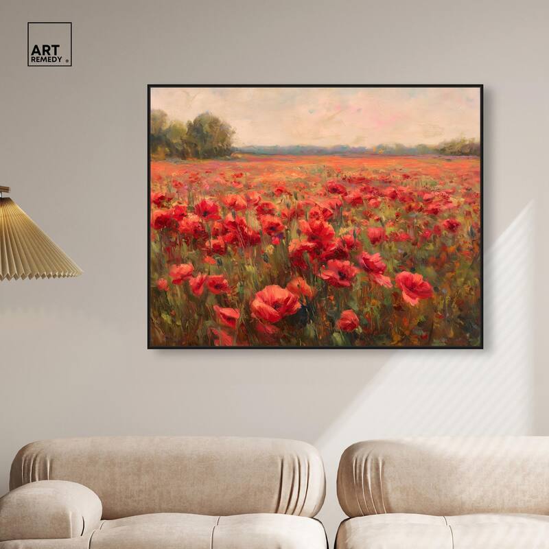 Sea of Red Poppies II Canvas by Art Remedy