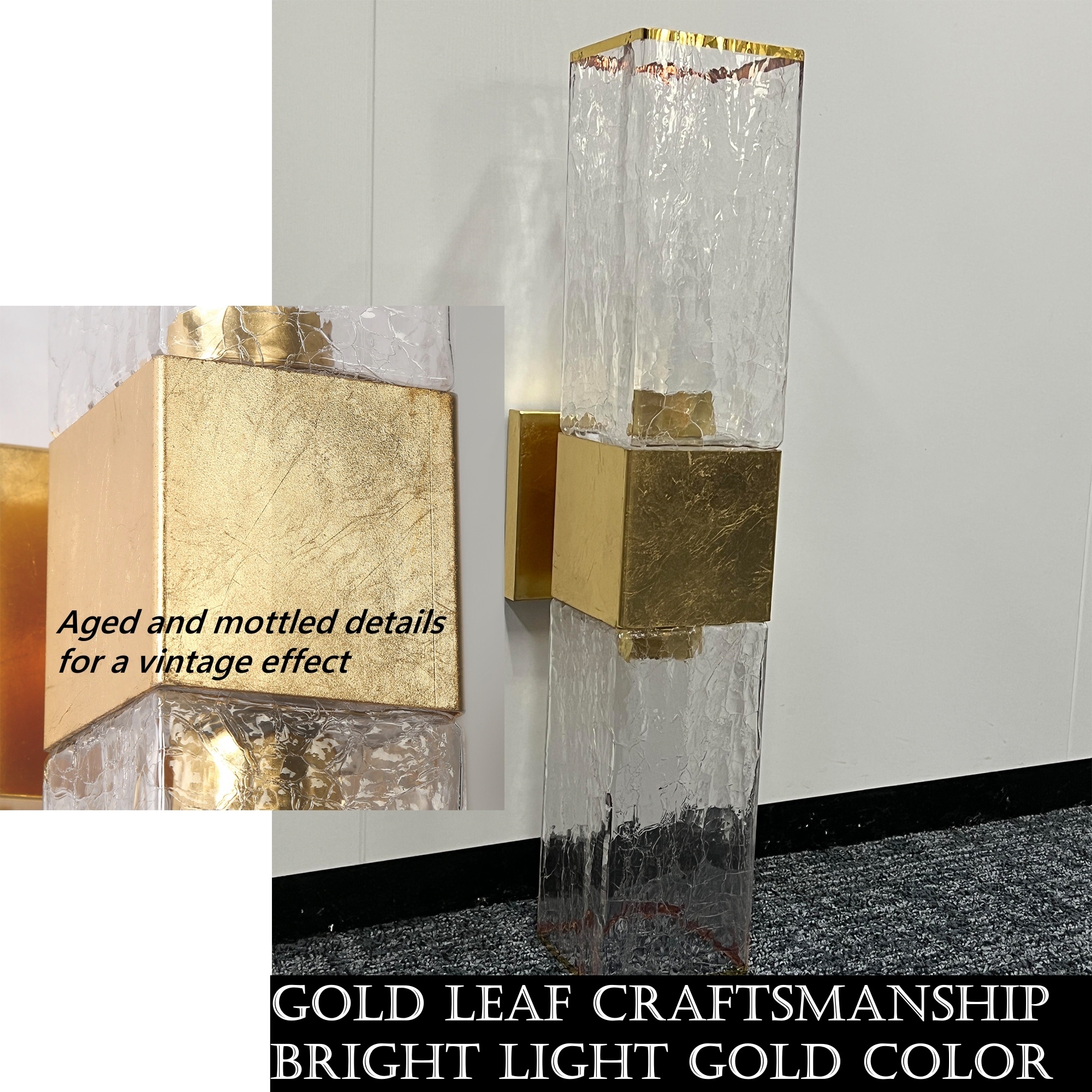 Onizbar 【Luxury】 FDPBY Modern 6-Light Gold Brushed Brass Finish Crystal Wall