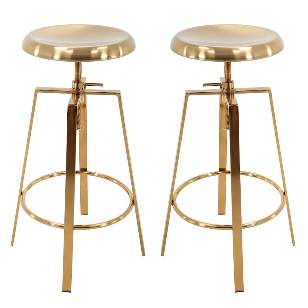 Brage Living Atlas Industrial Bar Stools (Set of 2), Gold