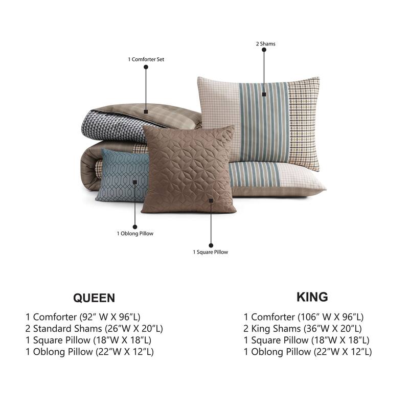 Bebejan Tranquil Patch 100 % Cotton Sateen 5 Piece Reversible Comforter Set