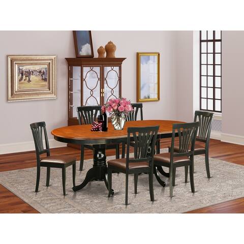7 Pc Dining room set-a Dining Table with 6 Wooden Dining Chairs- Black and Cherry Finish (Chair Seats Option)