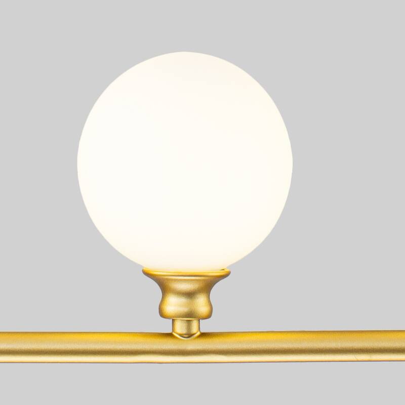 3-Light Linear Kitchen Island Pendant Frosted Milky White Glass Globes - Dia.22.83-in