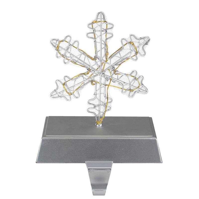 7.5" LED Lighted Silver Wired Snowflake Christmas Stocking Holder