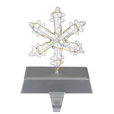 7.5" LED Lighted Silver Wired Snowflake Christmas Stocking Holder