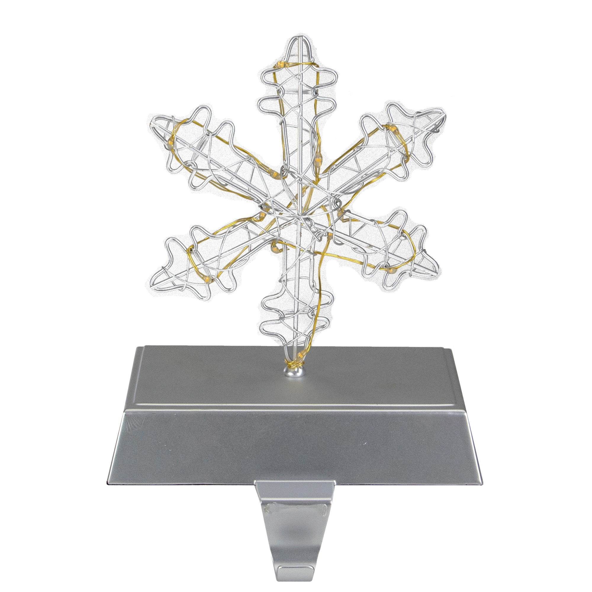 7.5" LED Lighted Silver Wired Snowflake Christmas Stocking Holder