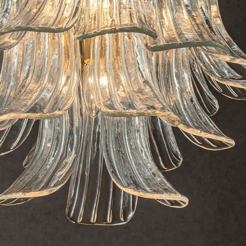 CraftHome Mid-Century Modern Chandelier Clear Art Glass Pendant With Antique Bronze Finish For Living Room