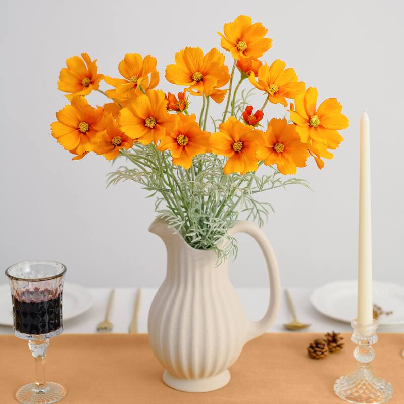 Orange Silk Decorative Artificial Cosmos Faux Flowers