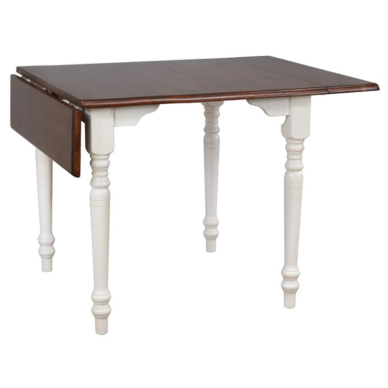 Wooden Rectangular Extendable Drop Leaf Dining Table - 48" - Brown and White