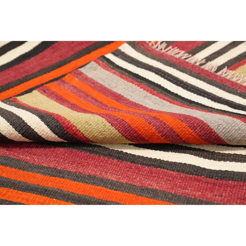 Hand Woven Oriental 100% Wool Carpet Southwestern Tribal Multi-Colored Kilim Area Rug - 11' 5'' X 5' 1''