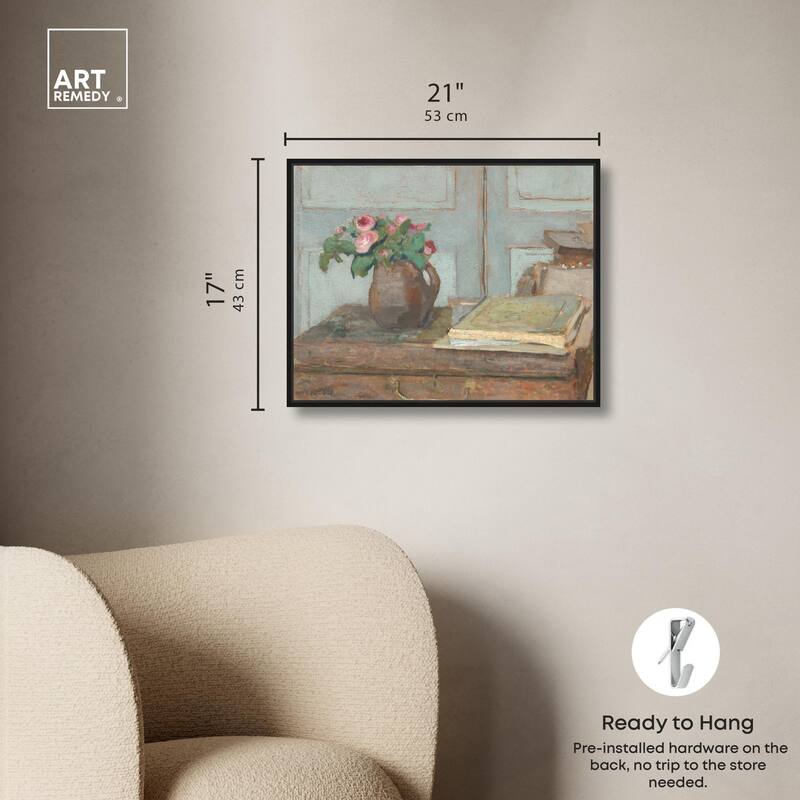 Box and Moss Roses Canvas by Art Remedy