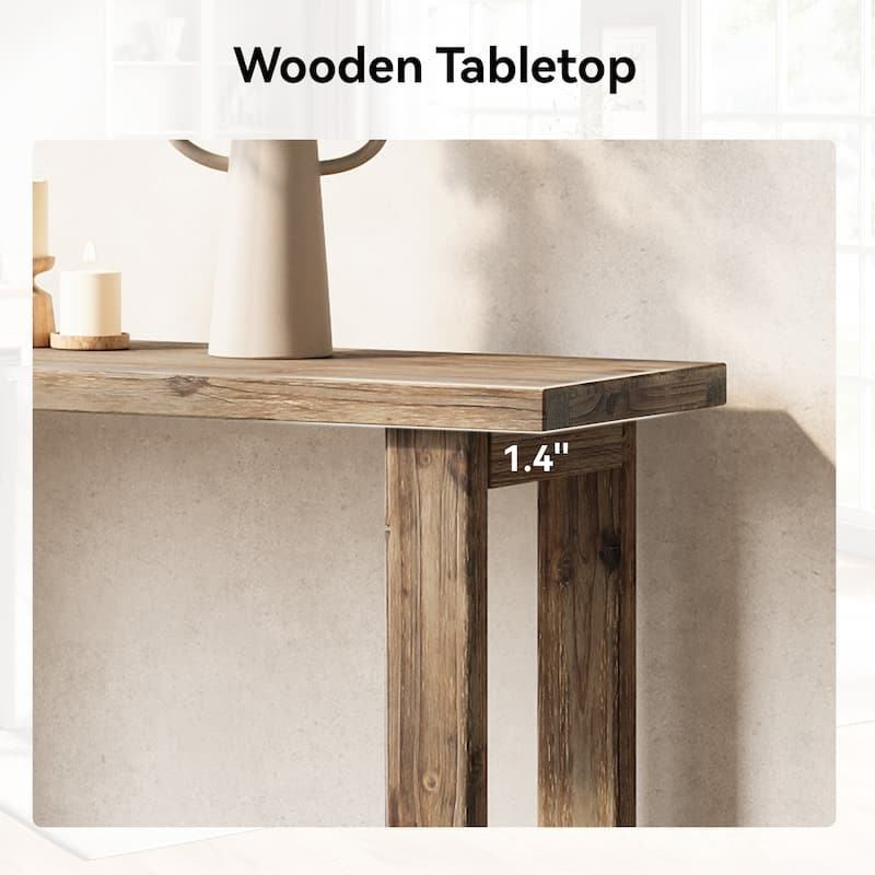 70.8 Inch Solid Wood Console Table with Storage Shelf - 11.8"D x 70.9"W x 31.8"H
