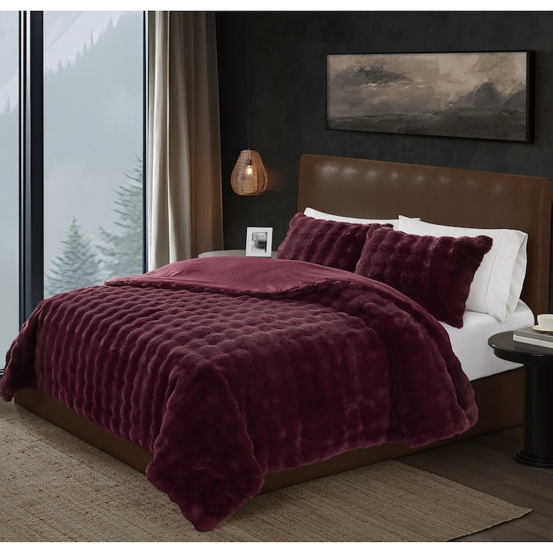 Frye Bubble Faux Fur 3 Piece Comforter Set