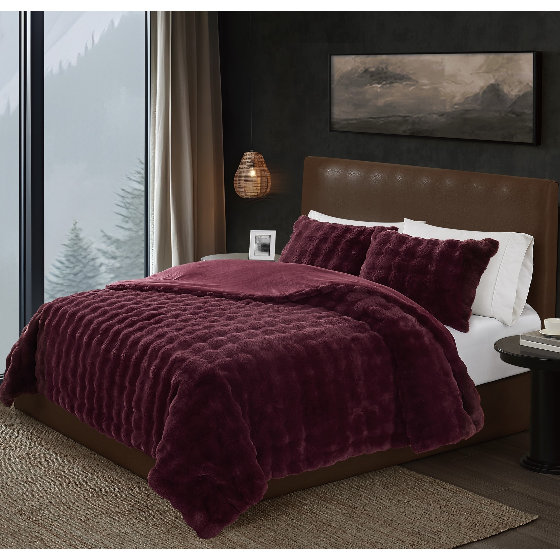 Frye Bubble Faux Fur 3 Piece Comforter Set