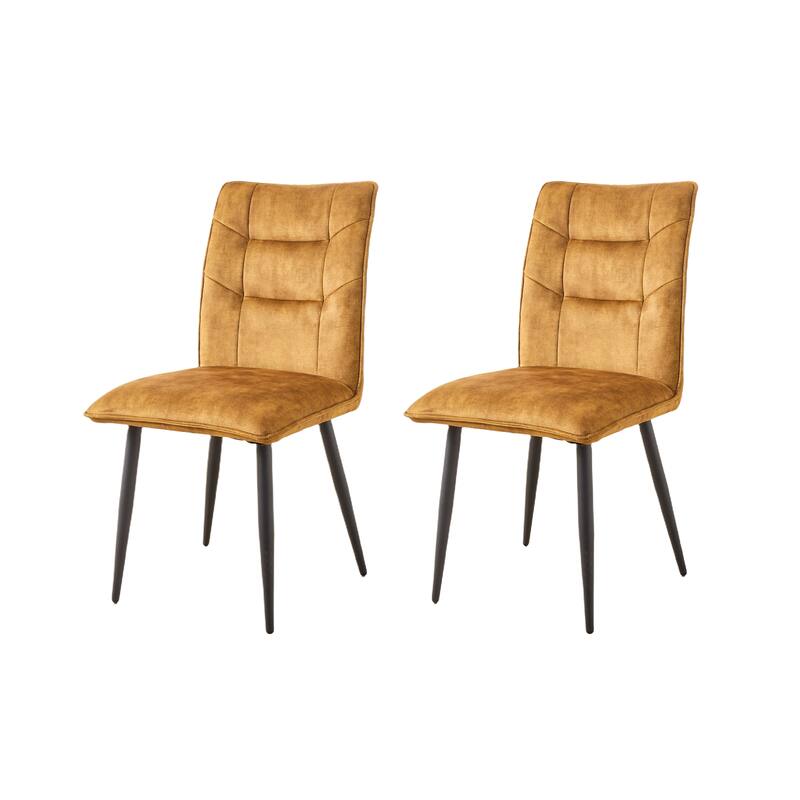 2 Piece Velvet Dining Chair with Cushions, Metal Legs, Anti-Scratch Feet for Dining Room Kitchen Bedroom Living Room