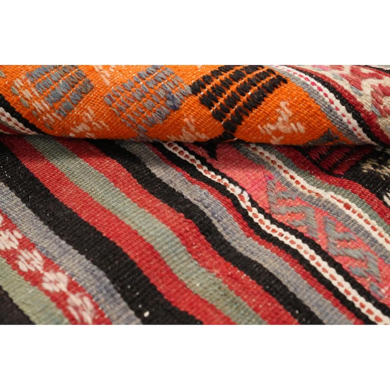 Hand Woven Oriental 100% Wool Carpet Southwestern Tribal Multi-Colored Kilim Area Rug - 8' 11'' X 5' 4''