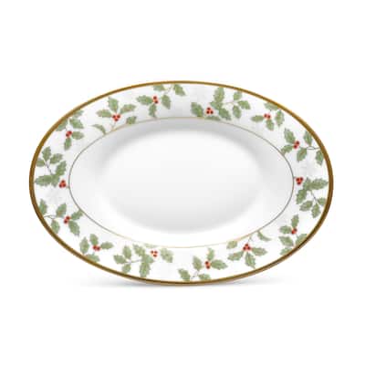 Noritake Holly & Berry Gold Butter/Relish Tray, 8"