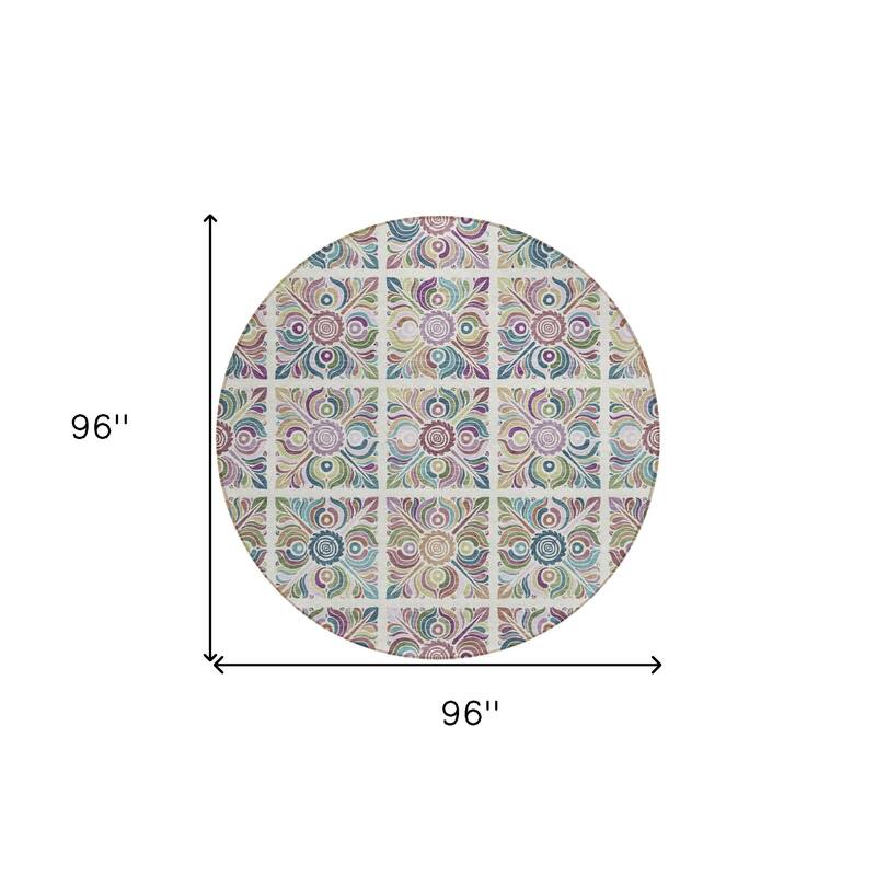 HomeRoots Medallion Transitional Rectangle Outdoor Rug