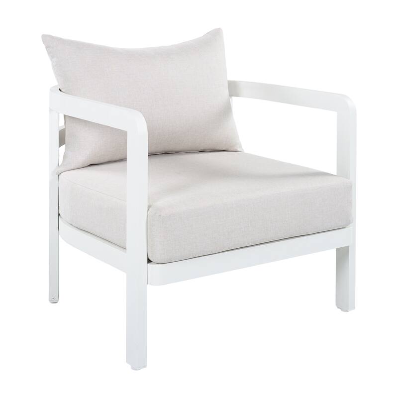 Christopher Knight Home - Modern 27.6" Outdoor Curved Back Patio Club Chair with Aluminum Frame & Water-Resistant Cushions
