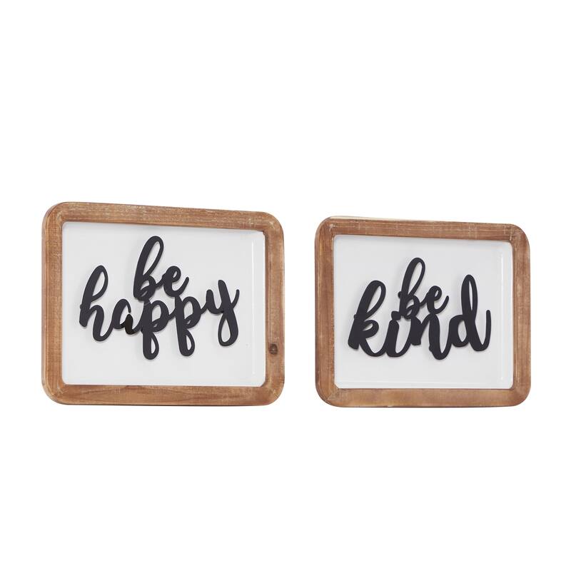 Wood Sign Wall Decor - Set of 2 White - Roche River Decor