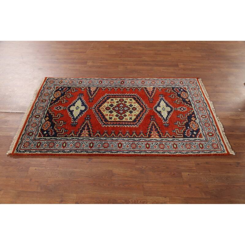 Orange Viss Indian Accent Rug Handmade Wool Carpet - 3'0"x 5'0"