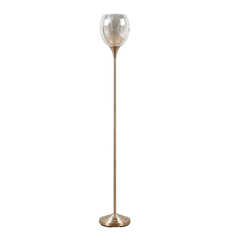 Uplight Floor Lamp with Mercury Glass Shade for living room,bedroom,and dining room