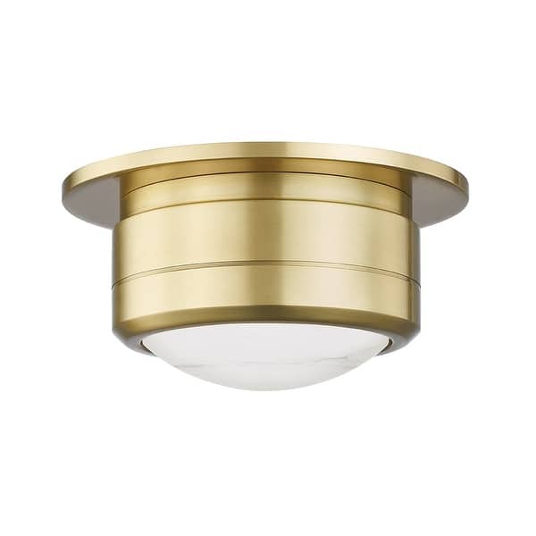 slide 2 of 6, Hudson Valley Greenport LED Flush Mount/Wall Sconce with White Spanish Alabaster