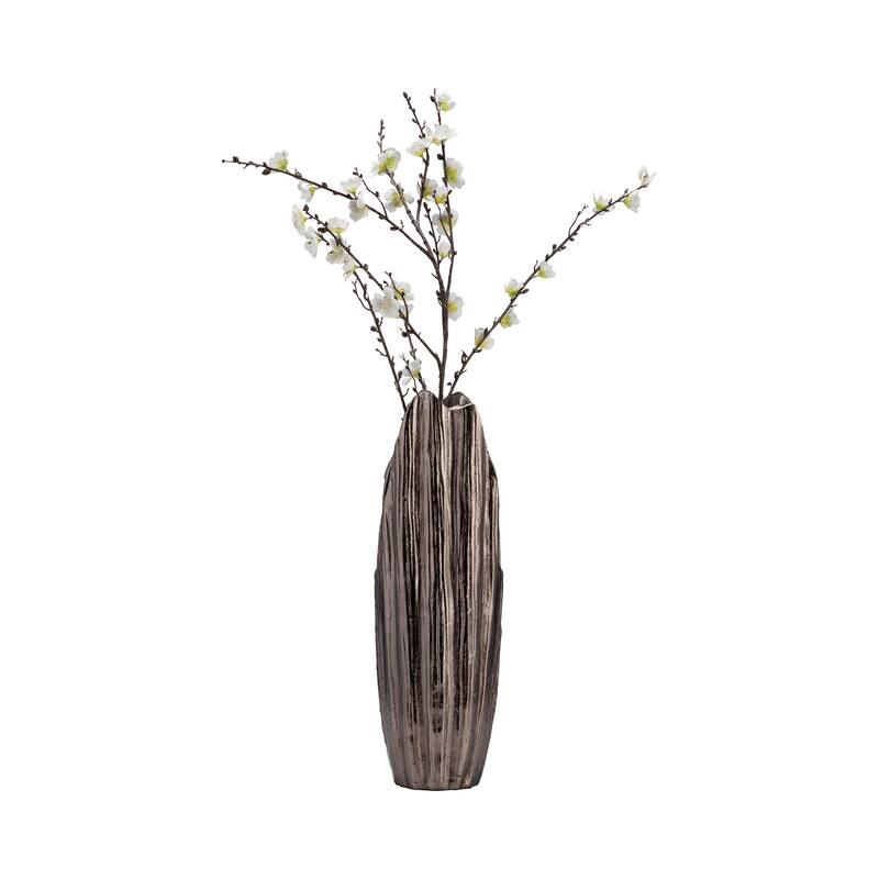 Sagebrook Home Modern Textured Metal Abstract Ridged Vase