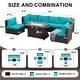 preview thumbnail 18 of 51, 7-Piece Outdoor Deep Seating Sectional Wicker Patio Conversation Set with Fire Pit