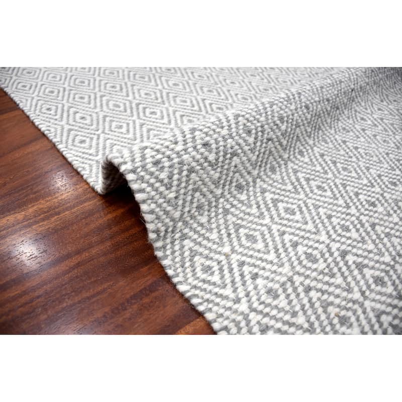 Hand Woven Chloe Design Diamond Flat Weave Wool Traditional Oriental Area Rug