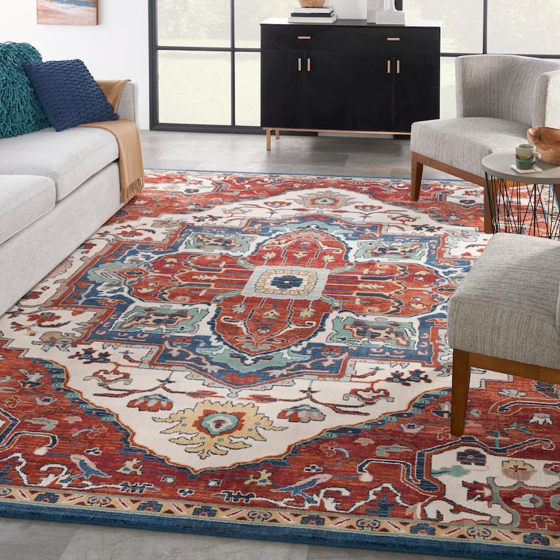 Nourison Parisa Traditional Persian Medallion Bordered Area Rug - 12' x 15' - Brick/Ivory - Rectangle