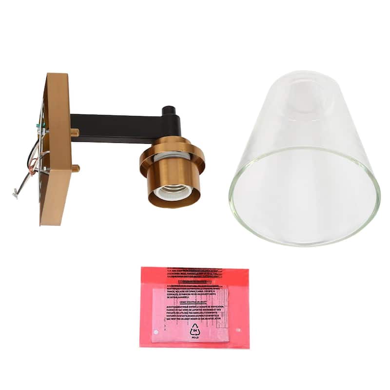 Modern 1-Light Black Gold Glass Wall Sconce Dimmable Bathroom Vanity Lights