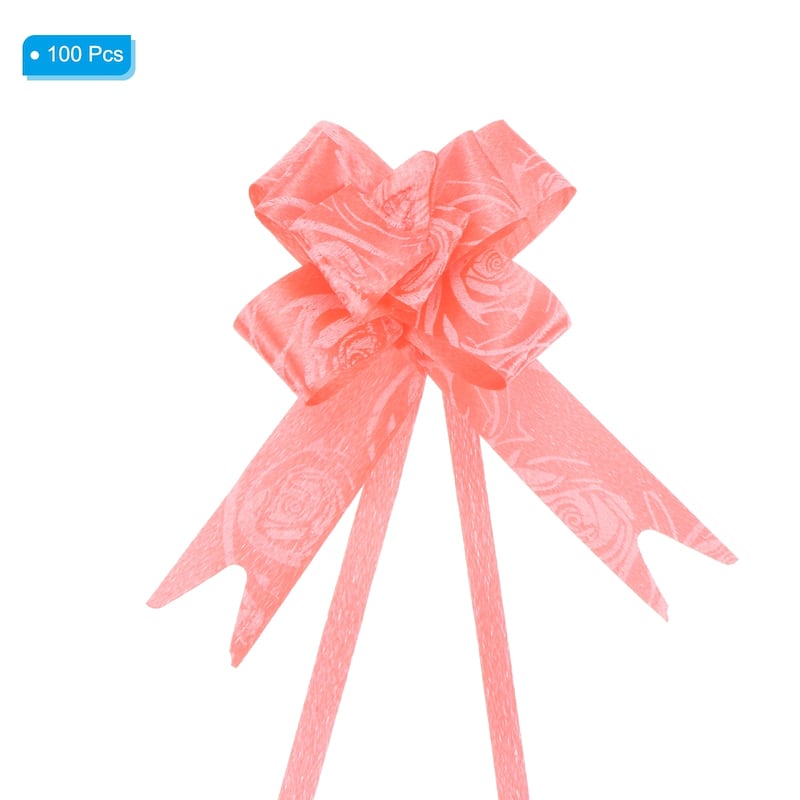 100Pcs Pull Bows Ribbon Gift Wrapping String Rose Pattern Bow Tie