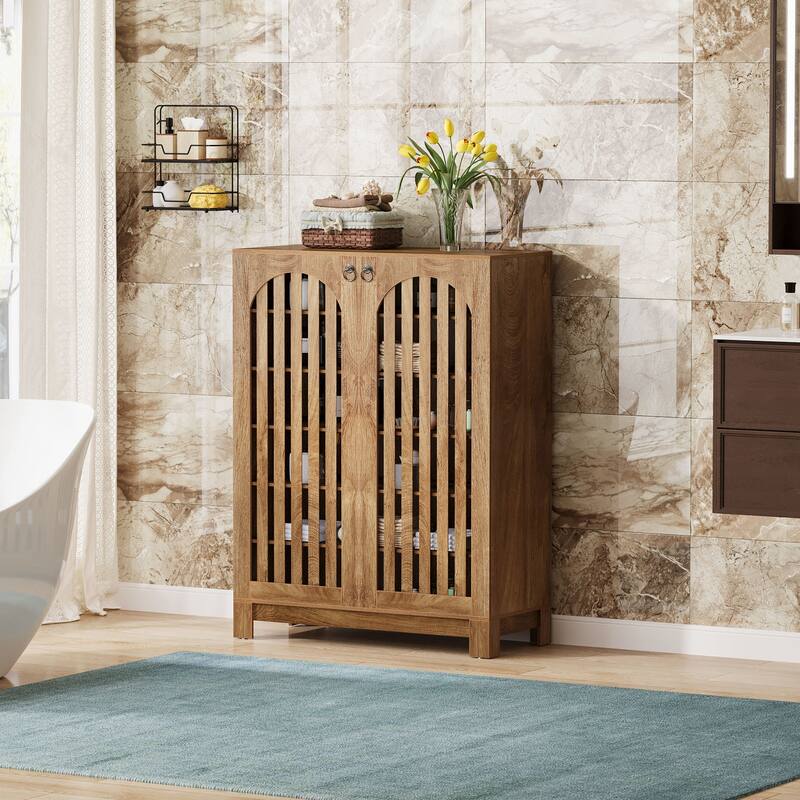 Shoe Cabinet with Louver Doors, 6-Tier Adjustable Shoe Storage Cabinet