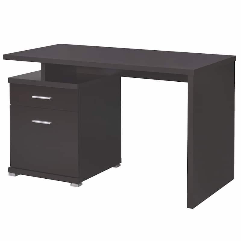 Modern Design Cappuccino Home Office Computer Writing Desk with Filing Drawers