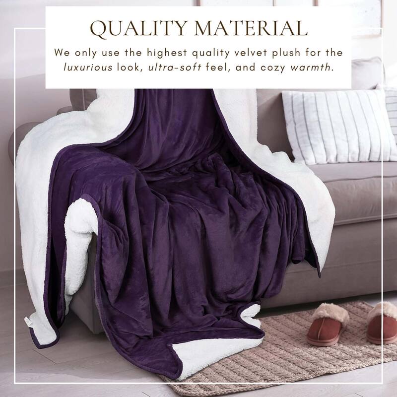 Linery & Co. Velvet Plush Reversible Sherpa Bed Blanket