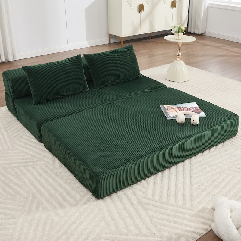 Rossetta Contemporary Square Space-Adaptive Foldable Design Corduroy Lasting Comfort Sofa, Easy to Assembly and Store