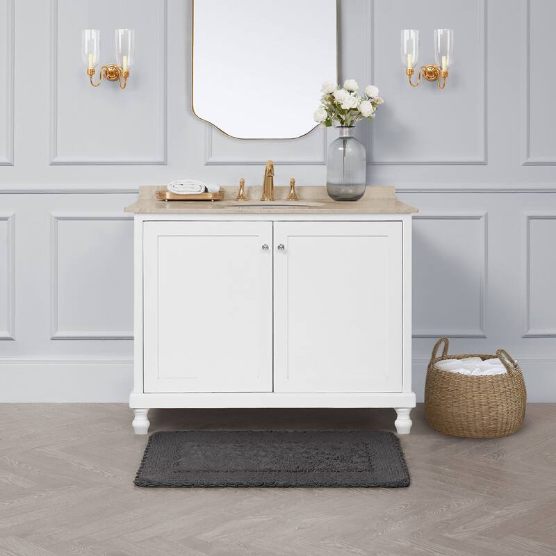 Laura Ashley Ruffle Border Pure Cotton Bath Rugs