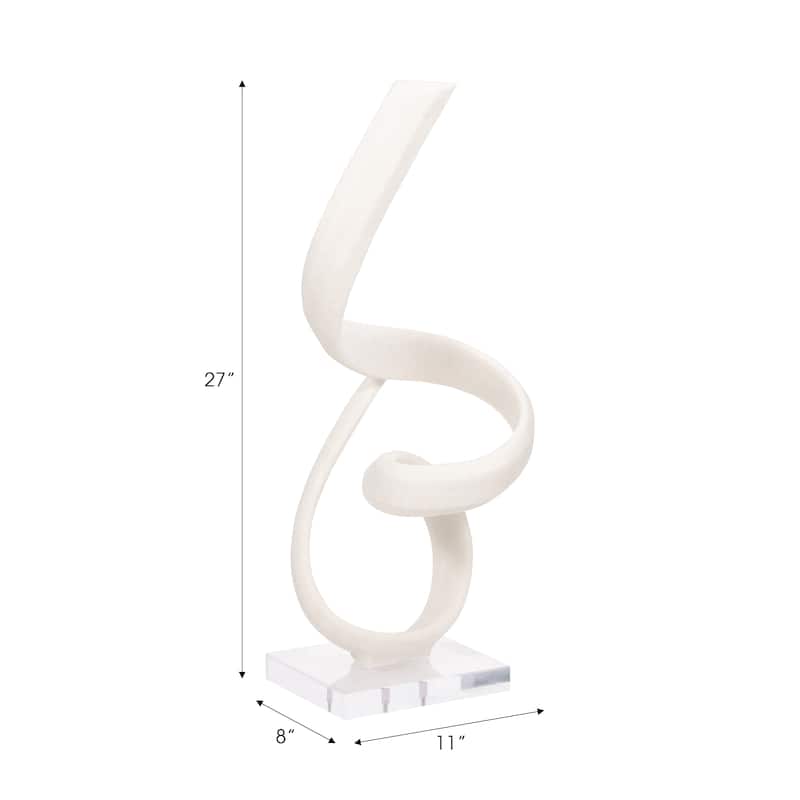 Sagebrook Home's 27" Kassani Oversized Quartz-effect Resin Statuary in White - Acrylic Decorative Object - 11" x 10" x 27"