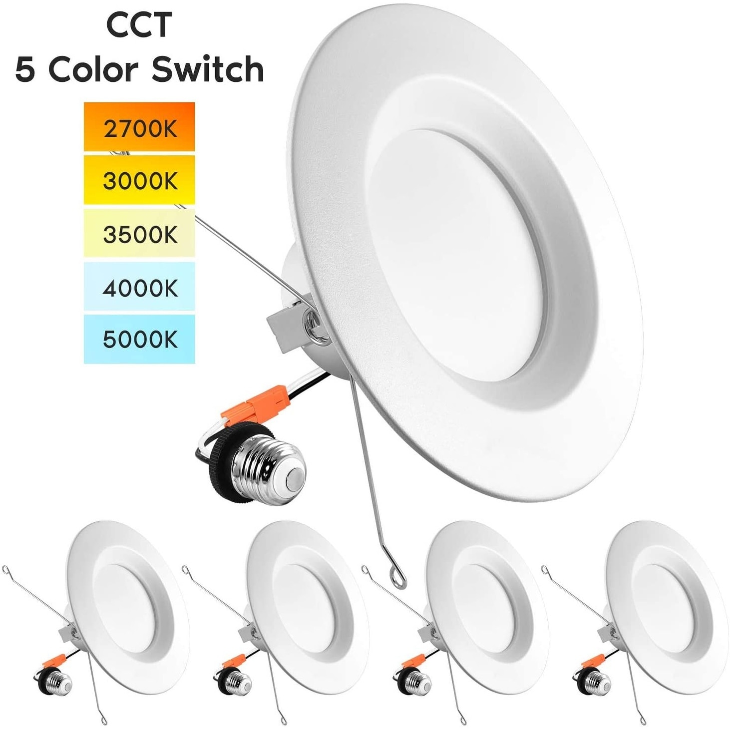 Energy Star & ETL 15W 1100lm 120W Replacement LED Ceiling Down Light 5000K Parmida 1100Lm 5/6 inch Dimmable LED Recessed Retrofit Downlight Easy Installation 4 Pack Day Light LED Trim 