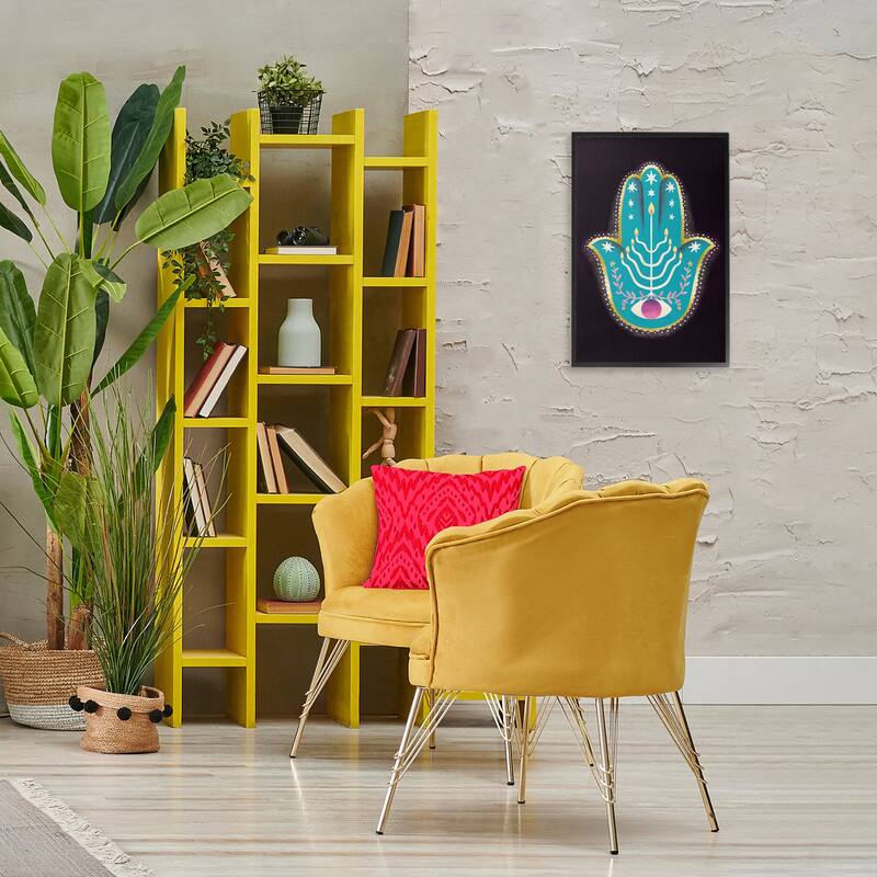 Stupell Spiritual Folk Style Hamsa Framed Giclee Art Design By Hannah Moren