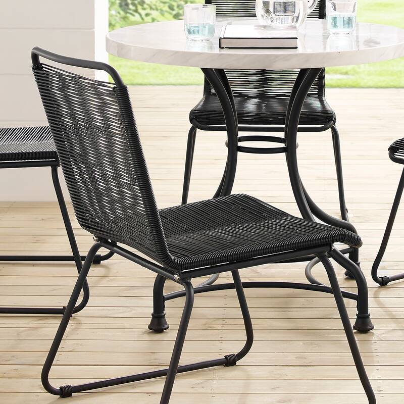 Sarcelles Woven Wicker Patio Dining Chairs by Corvus (Set of 4)