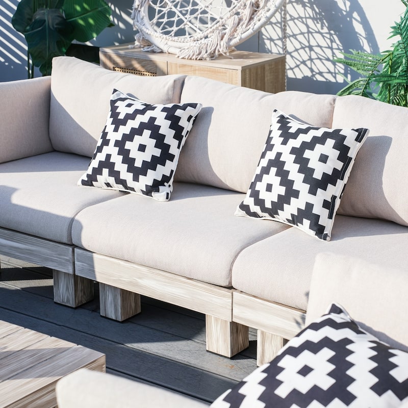 Patio Aluminum Sofa Set with Sponge-filled Cushion and Coffee Table